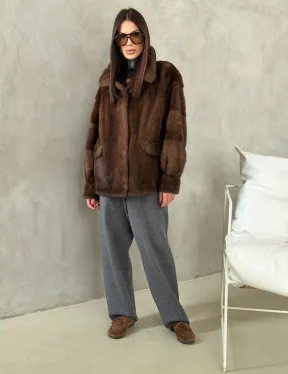 Короткая норковая шуба под соболь - фото 8