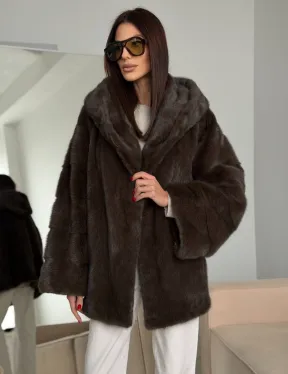 Зимняя норковая шуба с капюшоном - фото 11