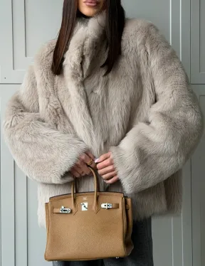 Бежевая дубленка из тосканы - фото 4