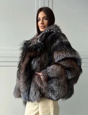 Шуба из меха блюфрост - воротник английский - фото 13