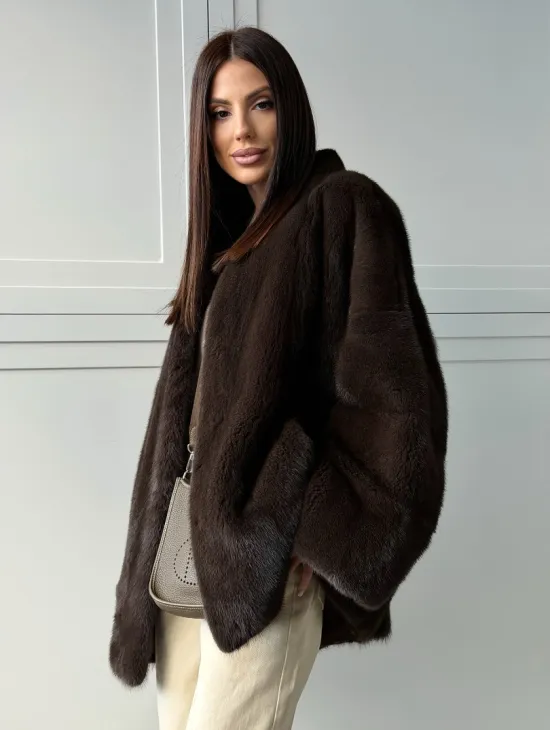Меховой жакет из норки V- образный воротник - фото 10