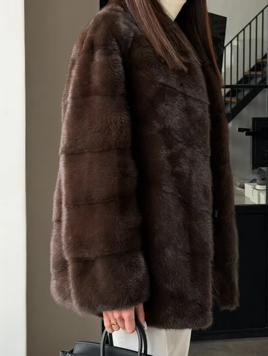 Женский норковый полушубок - фото 2