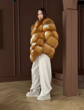 Короткая шуба из рыжей лисы - фото 8