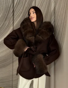 Пальто с мехом песца под соболь - фото 17